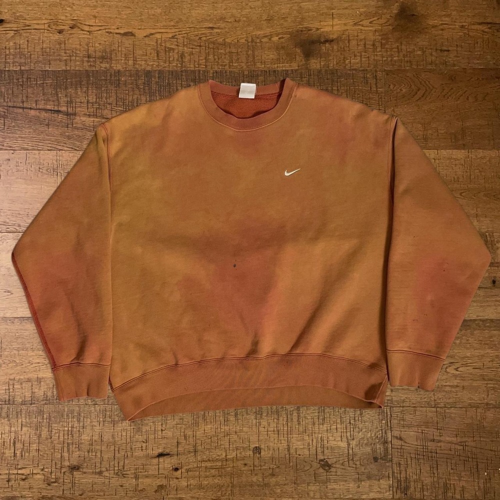 Nike Sweatshirt Women XL Orange Athleisure Tie Dye Sun Faded Crewneck Pullover
